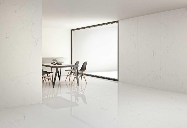 Altissimo Lifestyle Image - Cerdomus Tile Studio Quality Tiles - October 18, 2021 1200x2400x6 Grande Altissimo Marble Lux Pol Panel M0G7