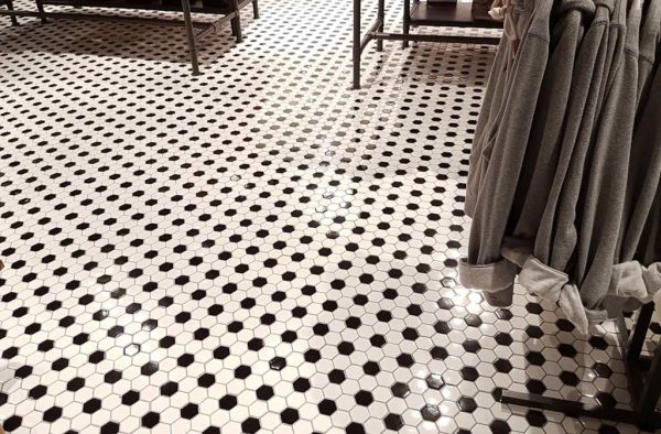 Black And White Hexagon 50mm wall and floor mosaics5 - Cerdomus Tile Studio Quality Tiles - June 10, 2022 50x50 White Matt Big Hex Mosaic HEX50WM