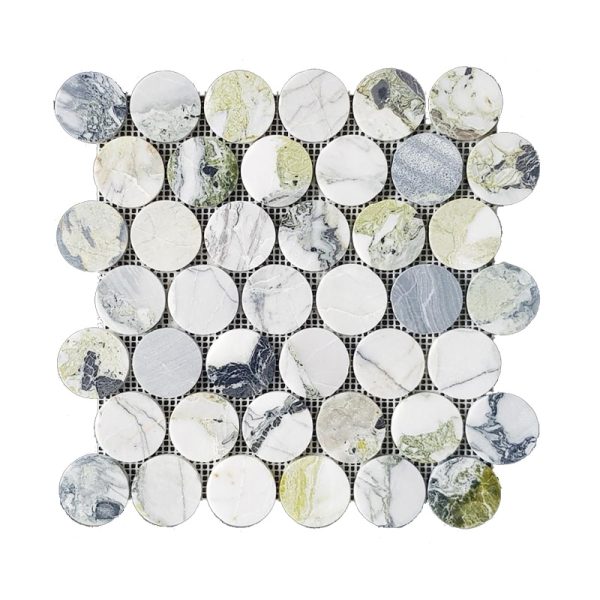 GREEN PENNY MOSAICS - Cerdomus Tile Studio Quality Tiles - May 6, 2022 48x48 305x298 Penny Pearl Jade Marble Mosaic Honed PENPJADE