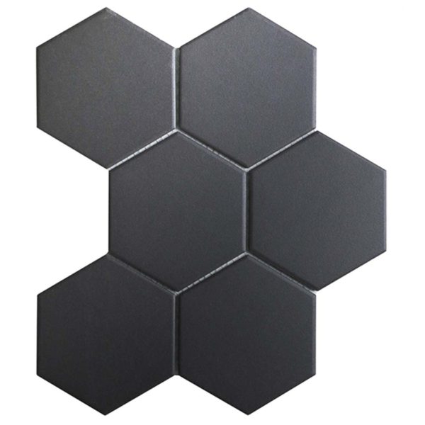 HEX114B - Cerdomus Tile Studio Quality Tiles - September 27, 2023 95x95 Hexagon Full Body Pure Black Matt HEX114B