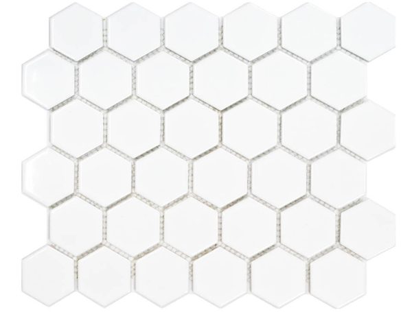 HEX50WG - Cerdomus Tile Studio Quality Tiles - June 10, 2022 50x50 White Gloss Big Hex Mosaic HEX50WG