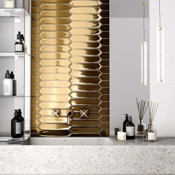 Lanse Gold Lifestyle - Cerdomus Tile Studio Quality Tiles - March 7, 2022 50x250 Lanse Metallic Gold Gloss S3005G