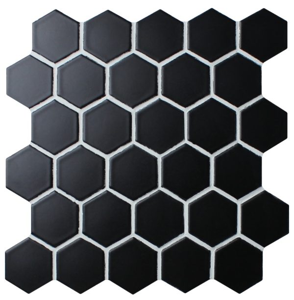 M110BH - Cerdomus Tile Studio Quality Tiles - February 14, 2022 271x282 51x51 Hexagon Black Matt Mosaic M110BH