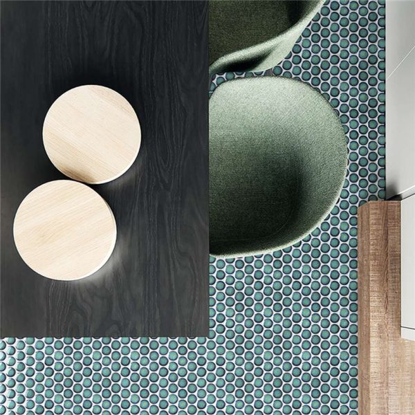 PR2353 FLOOR - Cerdomus Tile Studio Quality Tiles - December 7, 2021 28x28 Penny Round Large Moss Green PR2353
