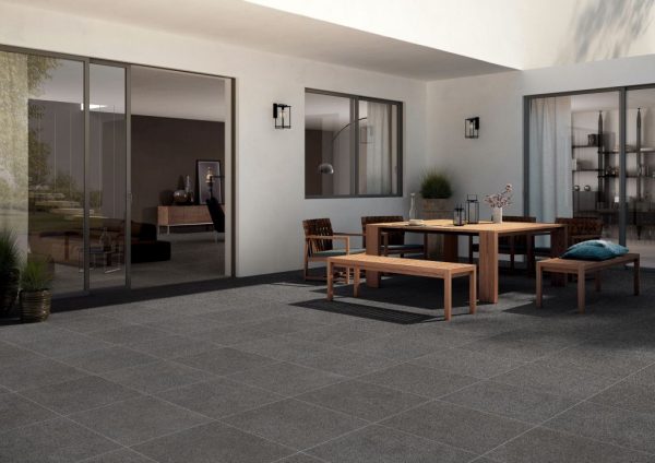 QZ69A lifestyle - Cerdomus Tile Studio Quality Tiles - December 7, 2021 600x600x20 Quarrazzo Basalt Black R11 QZ69A
