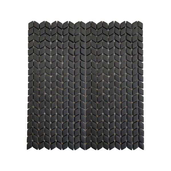 RA2332 CHEVRON BLACK MATT GLASS MOSAICS TILE - Cerdomus Tile Studio Quality Tiles - October 19, 2021 305x306 6x12 Baby Chevron Black Matt RA2332