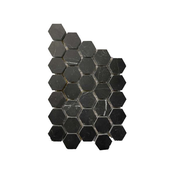 Y1247H HEXAGON MARQUINA HONED MARBLE - Cerdomus Tile Studio Quality Tiles - October 29, 2021 25x25x10 Hexagon Marquina Honed Mosaic Y1247H