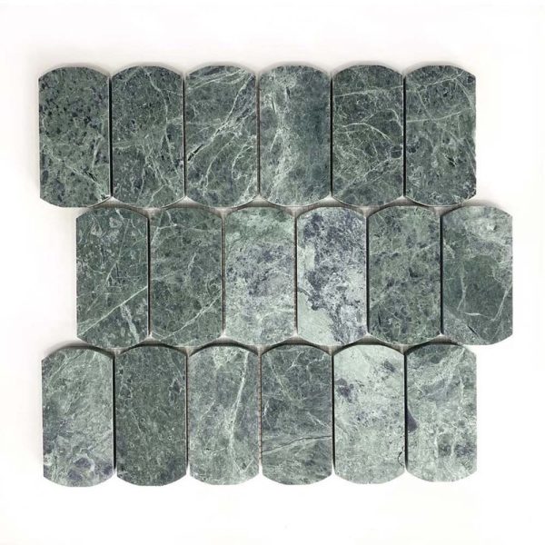 Y2783H q - Cerdomus Tile Studio Quality Tiles - December 7, 2021 299x310x10 50x100 Stone Arc Dark Green Honed Mosaic Y2783H