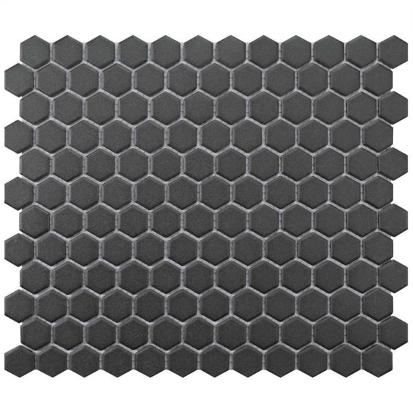 hex black - Cerdomus Tile Studio Quality Tiles - October 7, 2023 23x23 Unglazed Black Matt Hexagon Mosaic 200-TERCM145