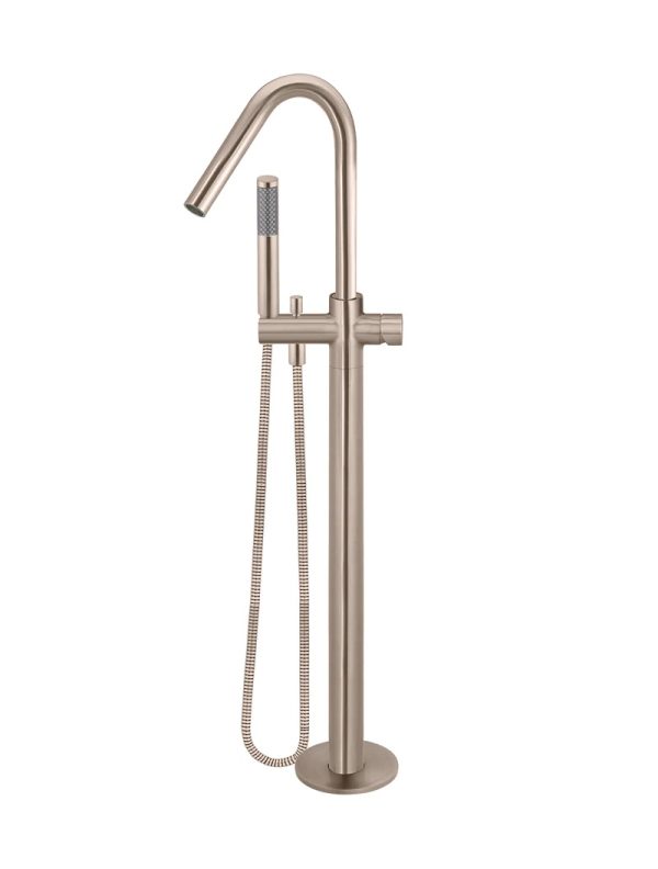 mb09pn ch meir champagne - Cerdomus Tile Studio Quality Tiles - October 4, 2023 Round Pinless Freestanding Bath Spout and Hand Shower - Cham MB09PN-CH